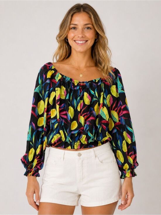 Tabitha Tops - 5 for $45 Tabitha Top Blouse Shirt Size S Lemon Print  Linen Blend